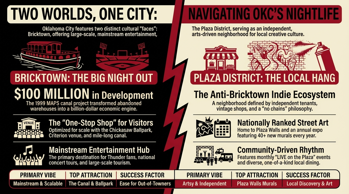 Bricktown vs. Plaza District: Two Worlds, One City