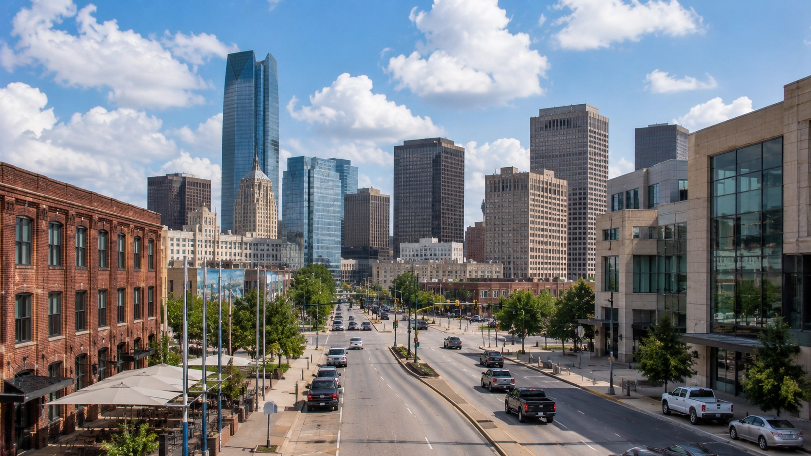 Downtown Oklahoma City — skyline, Bricktown, and the OKC urban core