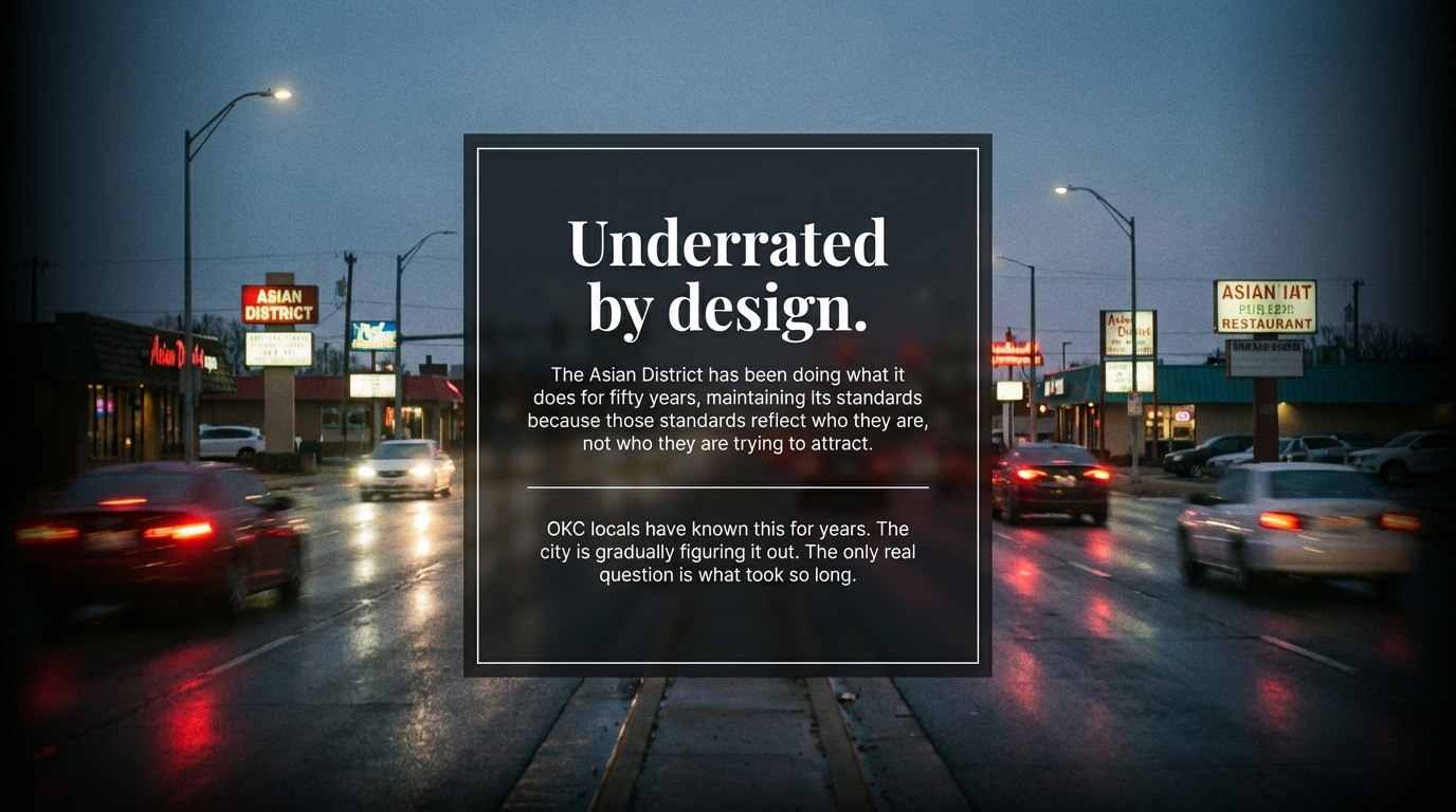 Street view in Oklahoma City’s Asian District at dusk